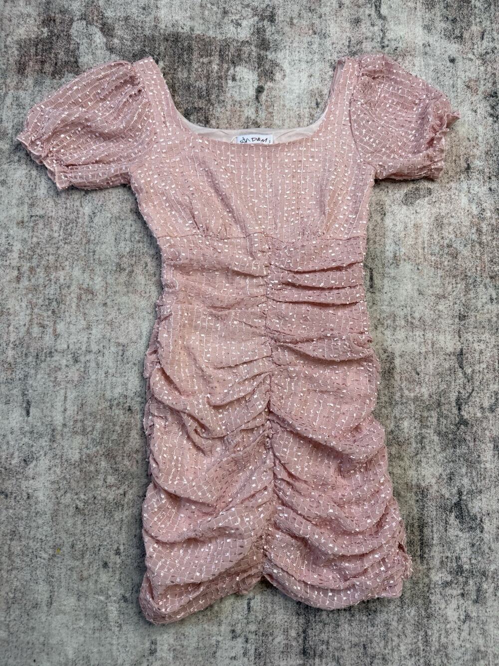 D&M Cinched Ruched Mini DressPink Sz S Feminine Coquette Party Summer